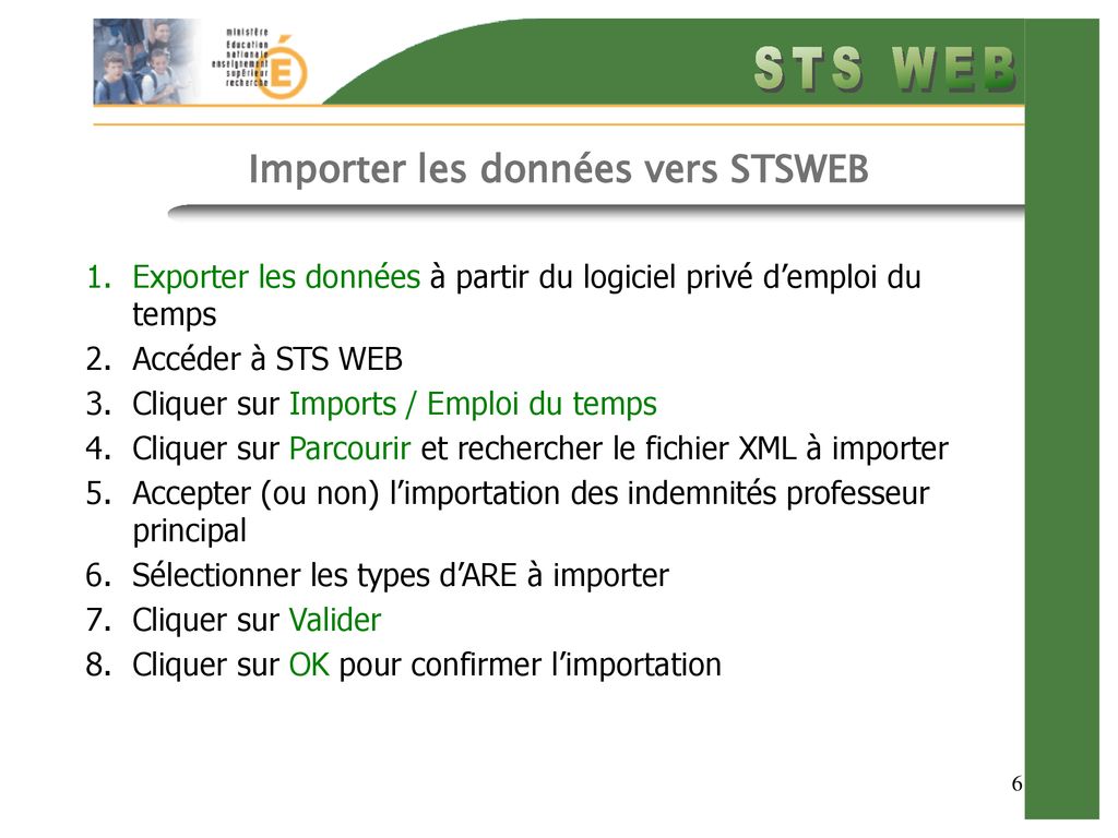 Stsweb Structures Import Export Vers Le Logiciel Priv Demploi Du